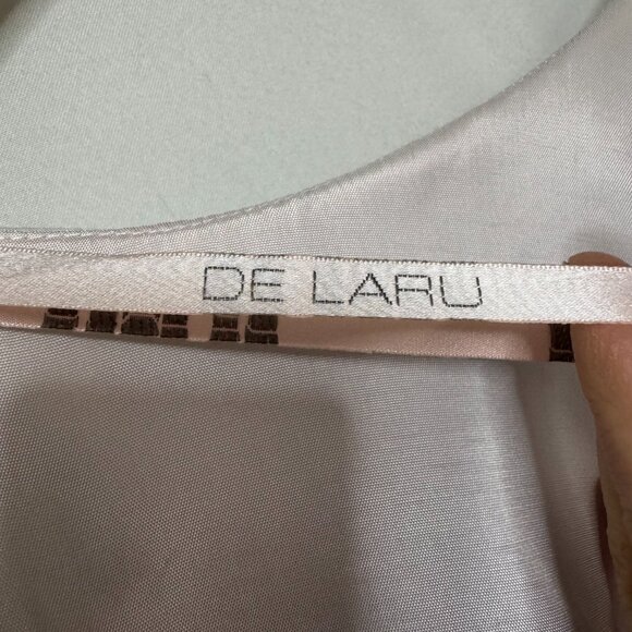 90s Vintage De LARU Silver Light Pink Iridescent Sleeveless Maxi Dress Size 14 - Picture 15 of 15